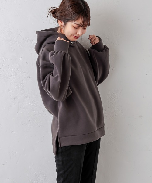 natural couture（ナチュラルクチュール）の「【WEB限定カラー有り】プチプラほっこりフーディー（パーカー・レディース・ベージュ/ブラウン/サックスブルー/アイボリー/モカ/スミクロ・FREE）」の13枚目の写真