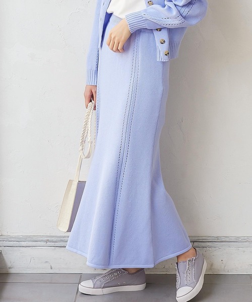 KOBE LETTUCE（コウベレタス）の「マーメイドニットスカート（スカート・レディース・ブラック/ベージュ/オフホワイト/ラベンダー・FREE）」の2枚目の写真