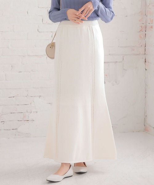 KOBE LETTUCE（コウベレタス）の「マーメイドニットスカート（スカート・レディース・ブラック/ベージュ/オフホワイト/ラベンダー・FREE）」の9枚目の写真