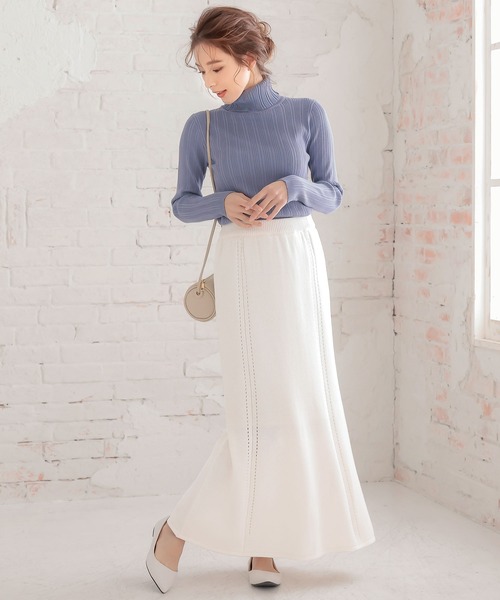 KOBE LETTUCE（コウベレタス）の「マーメイドニットスカート（スカート・レディース・ブラック/ベージュ/オフホワイト/ラベンダー・FREE）」の10枚目の写真