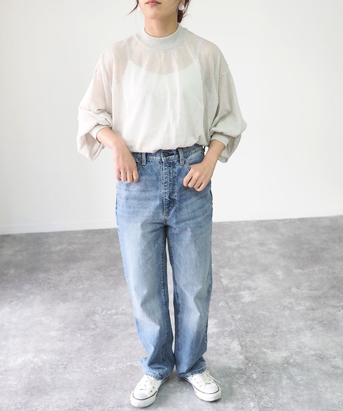 Riberry(リベリー)の「7分袖シアーニットプルオーバー(ニット/セーター・レディース・ライトグレー/ベージュ/ネイビー/モカ・MEDIUM)」の12枚目の写真