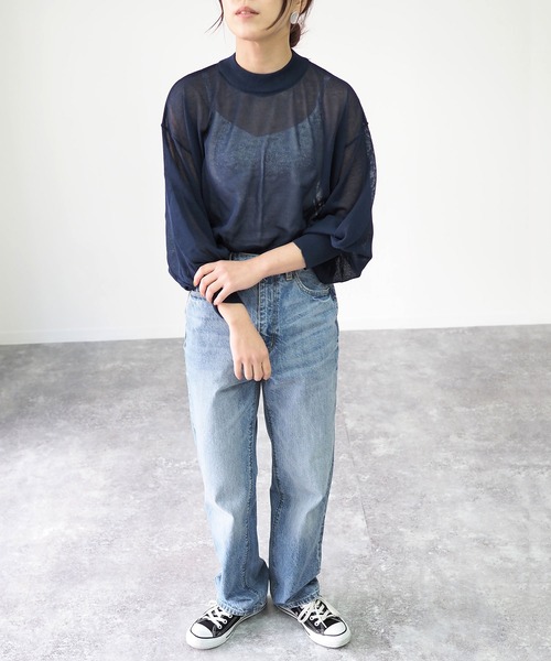 Riberry(リベリー)の「7分袖シアーニットプルオーバー(ニット/セーター・レディース・ライトグレー/ベージュ/ネイビー/モカ・MEDIUM)」の16枚目の写真