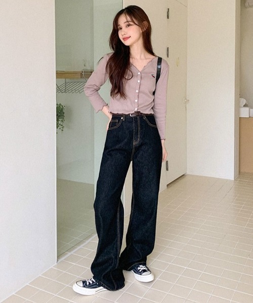 muahmuah（ムーアムーア）の「A'GEM/9 × .kom『muah muah/ムーアムーア』WIDE DENIM PANTS/ ワイドデニムパンツ（デニムパンツ・レディース・ライトブルー/ダークブルー/ブルー・S/M）」の20枚目の写真
