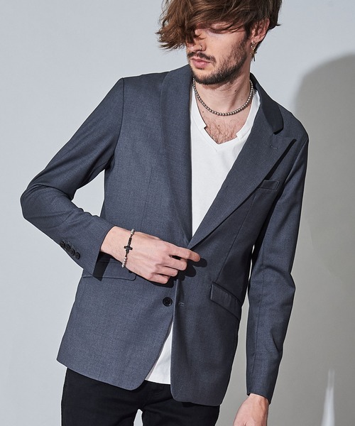 NO ID.（ノーアイディ）の「【NO ID.】Asymmetry 2B Jacket / アシンメトリー 2ボタン ジャケット（テーラードジャケット・メンズ・ブラック/グレー/チェック・1/2/3）」の3枚目の写真