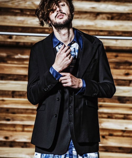 NO ID.（ノーアイディ）の「【NO ID.】Asymmetry 2B Jacket / アシンメトリー 2ボタン ジャケット（テーラードジャケット・メンズ・ブラック/グレー/チェック・1/2/3）」の2枚目の写真