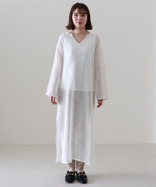 Cheek（チーク）の「メッシュニュアンスワンピース（ワンピース・レディース・ベージュ/オフホワイト・MEDIUM）」の18枚目の写真