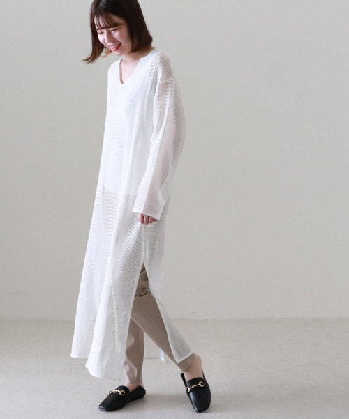 Cheek（チーク）の「メッシュニュアンスワンピース（ワンピース・レディース・ベージュ/オフホワイト・MEDIUM）」の21枚目の写真