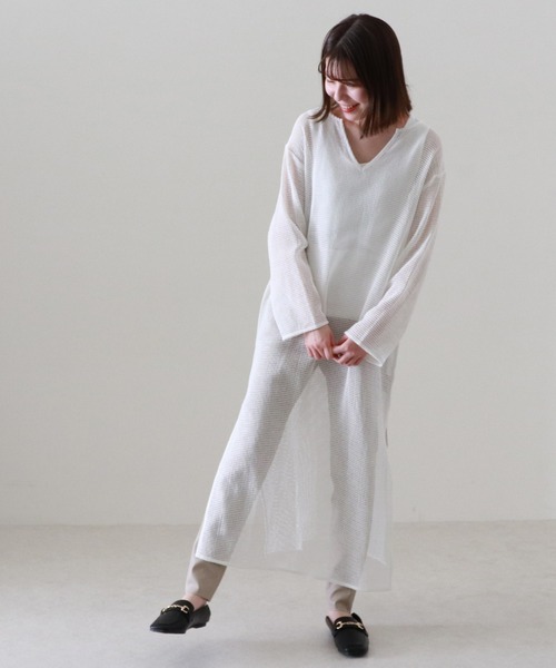 Cheek（チーク）の「メッシュニュアンスワンピース（ワンピース・レディース・ベージュ/オフホワイト・MEDIUM）」の22枚目の写真