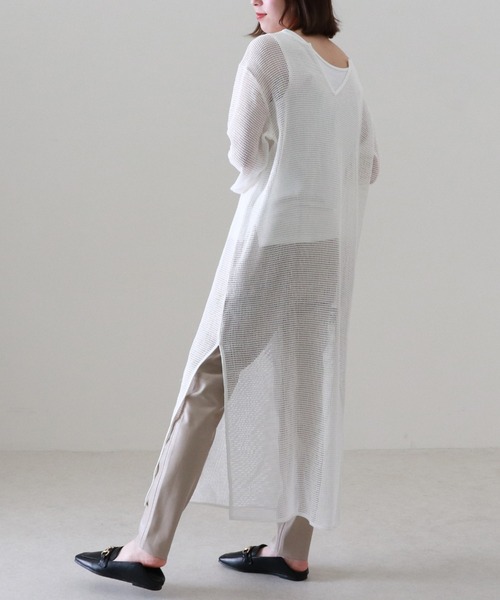 Cheek（チーク）の「メッシュニュアンスワンピース（ワンピース・レディース・ベージュ/オフホワイト・MEDIUM）」の5枚目の写真