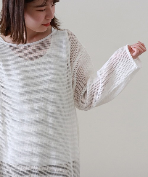 Cheek（チーク）の「メッシュニュアンスワンピース（ワンピース・レディース・ベージュ/オフホワイト・MEDIUM）」の7枚目の写真