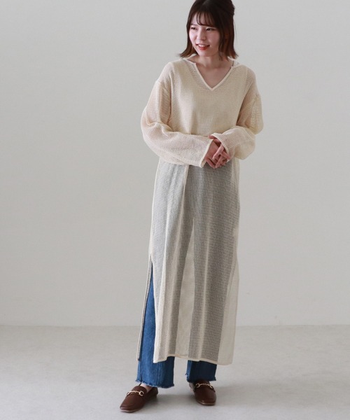 Cheek（チーク）の「メッシュニュアンスワンピース（ワンピース・レディース・ベージュ/オフホワイト・MEDIUM）」の11枚目の写真