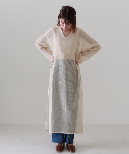 Cheek（チーク）の「メッシュニュアンスワンピース（ワンピース・レディース・ベージュ/オフホワイト・MEDIUM）」の12枚目の写真