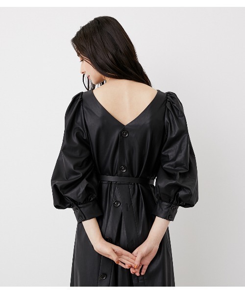 ♡リエンダ♡パフスリーブストライプミニワンピース♡新品未使用タグ付き♡ブラック♡ ♡リエンダ♡パフスリーブストライプミニワンピース♡新品未使用