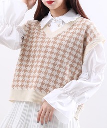 WC（ダブル シー）の「パステル千鳥柄ニットベスト（ベスト）」