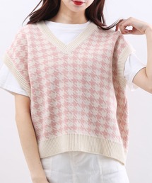 WC | パステル千鳥柄ニットベスト(ベスト)