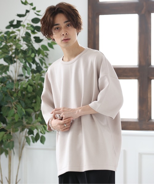 ACE SHOP(エースショップ)の「TRダンボールオーバーサイズ5分袖T(Tシャツ/カットソー・メンズ・ホワイト/ブラック/ベージュ/パープル/サックスブルー・FREE)」の1枚目の写真