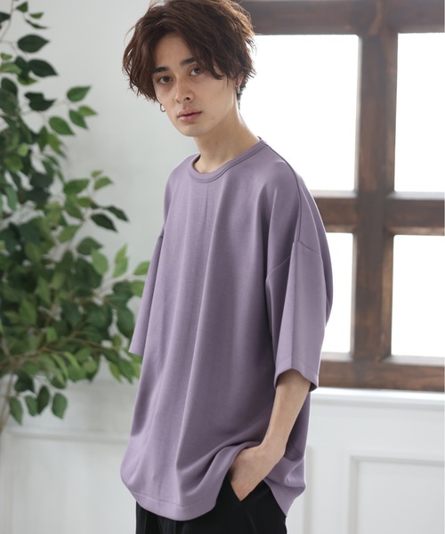 ACE SHOP(エースショップ)の「TRダンボールオーバーサイズ5分袖T(Tシャツ/カットソー・メンズ・ホワイト/ブラック/ベージュ/パープル/サックスブルー・FREE)」の5枚目の写真