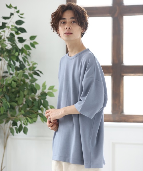 ACE SHOP(エースショップ)の「TRダンボールオーバーサイズ5分袖T(Tシャツ/カットソー・メンズ・ホワイト/ブラック/ベージュ/パープル/サックスブルー・FREE)」の4枚目の写真