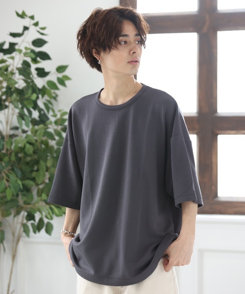 ACE SHOP(エースショップ)の「TRダンボールオーバーサイズ5分袖T(Tシャツ/カットソー・メンズ・ホワイト/ブラック/ベージュ/パープル/サックスブルー・FREE)」の3枚目の写真