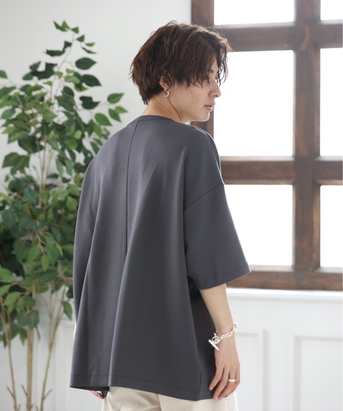 ACE SHOP(エースショップ)の「TRダンボールオーバーサイズ5分袖T(Tシャツ/カットソー・メンズ・ホワイト/ブラック/ベージュ/パープル/サックスブルー・FREE)」の18枚目の写真