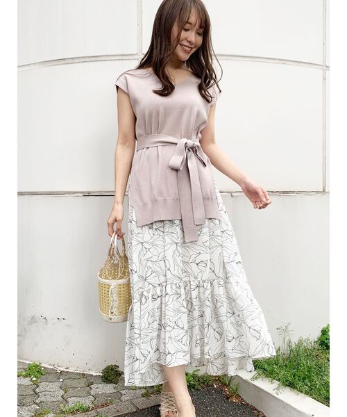 MERCURYDUO（マーキュリーデュオ）の「フラワーイレヘムノースリニットセット（ワンピース・レディース・アイボリー/ミント/ラベンダー/ベビーピンク・FREE）」の4枚目の写真