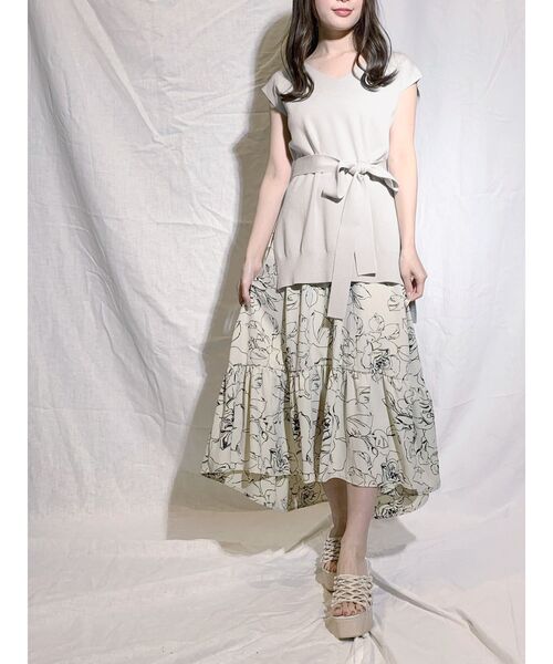 MERCURYDUO（マーキュリーデュオ）の「フラワーイレヘムノースリニットセット（ワンピース・レディース・アイボリー/ミント/ラベンダー/ベビーピンク・FREE）」の2枚目の写真