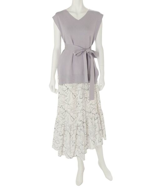 MERCURYDUO（マーキュリーデュオ）の「フラワーイレヘムノースリニットセット（ワンピース・レディース・アイボリー/ミント/ラベンダー/ベビーピンク・FREE）」の5枚目の写真