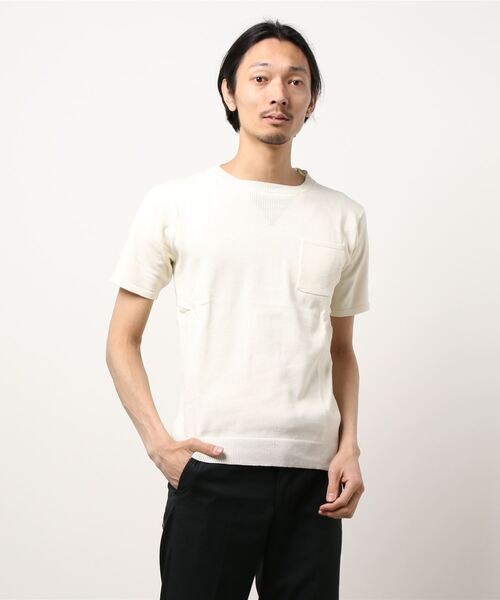 Hub&Spoke(ハブアンドスポーク)の「ガゼットニットTee(ニット/セーター・メンズ・ブラック/オフホワイト/グレー・LARGE/MEDIUM)」の1枚目の写真