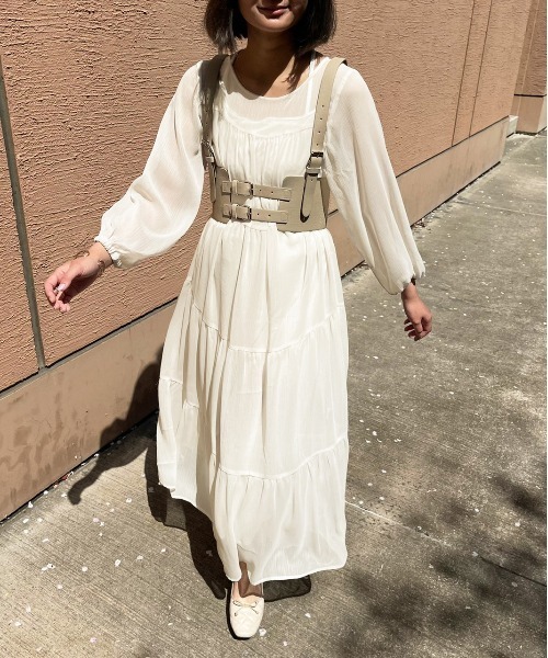 apres jour clair(アプレジュールクレア)の「【apres jour clair】シアーティアードワンピース【ZOZOTOWN限定アイテム】(ワンピース・レディース・ベージュ系その他/ミント/ピンクベージュ/アイボリー・X-LARGE/フリー)」の2枚目の写真