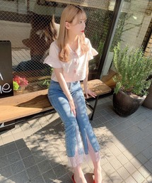 【Voyage titty&Co.】チュールスリットデニムPT