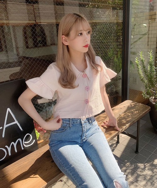 Voyage titty&Co.PETIT（ボヤージュティティアンドコープチ）の「【Voyage titty&Co.】チュールスリットデニムPT（デニムパンツ・レディース・インディゴブルー・FREE）」の2枚目の写真