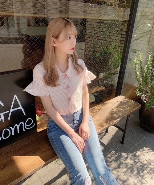 Voyage titty&Co.PETIT（ボヤージュティティアンドコープチ）の「【Voyage titty&Co.】チュールスリットデニムPT（デニムパンツ・レディース・インディゴブルー・FREE）」の7枚目の写真