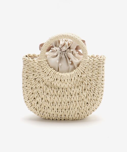 MAJESTIC LEGON（マジェスティックレゴン）の「ガーリーパールかごバッグ（かごバッグ・レディース・アイボリー/モカ・FREE）」の4枚目の写真