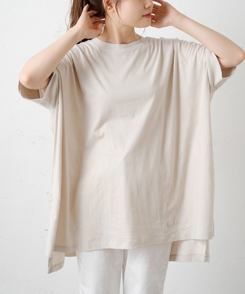 PUAL CE CIN(ピュアルセシン)の「バックプリントチュニック(Tシャツ/カットソー・レディース・チャコール/ライトベージュ/オリーブ系/ピンク系その他・FREE)」の5枚目の写真