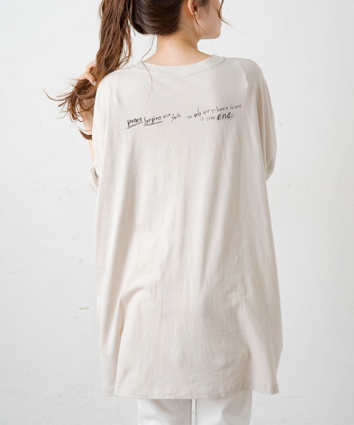 PUAL CE CIN(ピュアルセシン)の「バックプリントチュニック(Tシャツ/カットソー・レディース・チャコール/ライトベージュ/オリーブ系/ピンク系その他・FREE)」の8枚目の写真