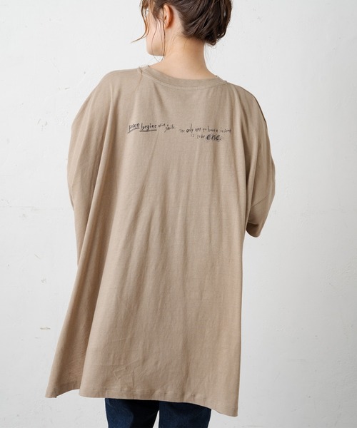 PUAL CE CIN(ピュアルセシン)の「バックプリントチュニック(Tシャツ/カットソー・レディース・チャコール/ライトベージュ/オリーブ系/ピンク系その他・FREE)」の18枚目の写真