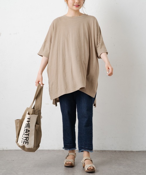 PUAL CE CIN(ピュアルセシン)の「バックプリントチュニック(Tシャツ/カットソー・レディース・チャコール/ライトベージュ/オリーブ系/ピンク系その他・FREE)」の19枚目の写真