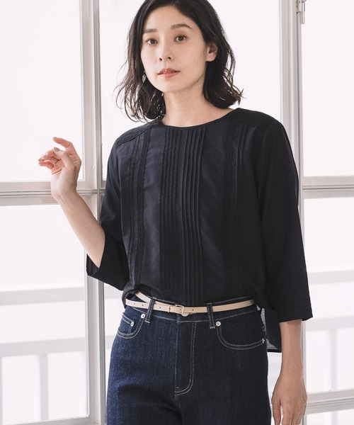 LEPSIM（レプシィム）の「綿シルクレースブラウス　954070（シャツ/ブラウス・レディース・オフホワイト/ブラック・MEDIUM/LARGE）」の7枚目の写真