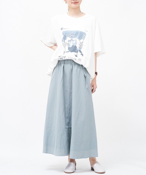 AS KNOW AS de base(アズノゥアズドゥバズ)の「綿麻お山のステッチスカート(スカート・レディース・ブルー/グリーン/スミクロ・FREE)」の17枚目の写真