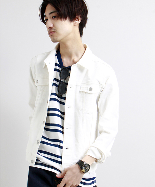 WEGO(ウィゴー)の「WEGO/ホワイトデニムジャケット(デニムジャケット・メンズ・ホワイト・LARGE/MEDIUM)」の1枚目の写真