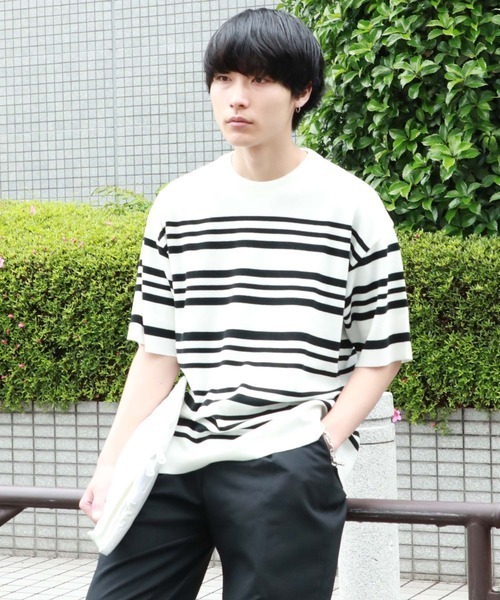 STUDIOUS（ステュディオス）の「半袖ニット（ニット/セーター・メンズ・グレー・1）」の6枚目の写真