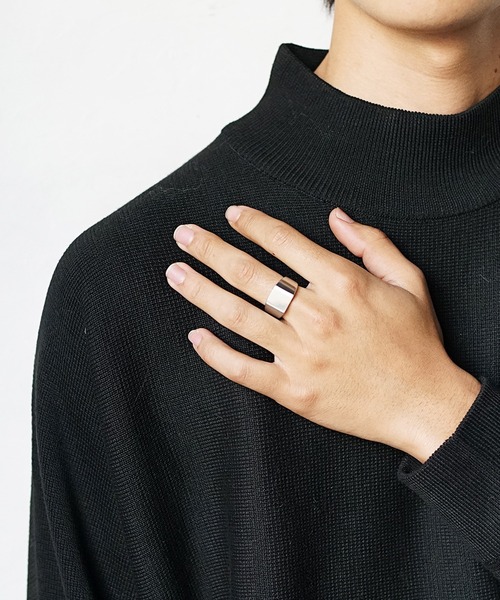 MinoriTY（マイノリティ）の「スチールフラットスクウェアリング メンズ ウィメンズ（リング・メンズ・ブラック/シルバー・S/M/XS）」の16枚目の写真