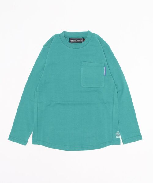 KRIFF MAYER Kid's Collection（クリフメイヤーキッズコレクション）の「ぬくテクポケTEE（Tシャツ/カットソー・キッズ・ネイビー/ブラウン/ブルーグリーン/レンガ・120/130/140/150/160/170）」の3枚目の写真