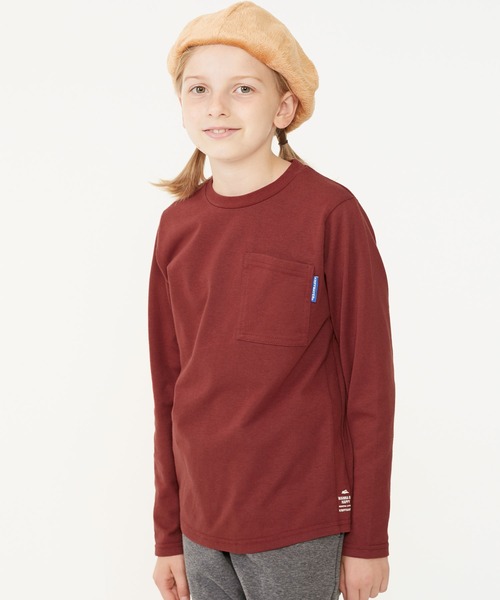 KRIFF MAYER Kid's Collection（クリフメイヤーキッズコレクション）の「ぬくテクポケTEE（Tシャツ/カットソー・キッズ・ネイビー/ブラウン/ブルーグリーン/レンガ・120/130/140/150/160/170）」の4枚目の写真