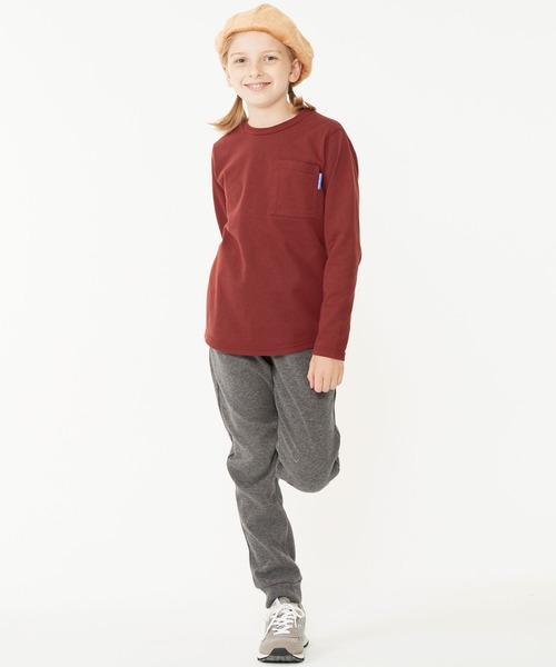 KRIFF MAYER Kid's Collection（クリフメイヤーキッズコレクション）の「ぬくテクポケTEE（Tシャツ/カットソー・キッズ・ネイビー/ブラウン/ブルーグリーン/レンガ・120/130/140/150/160/170）」の6枚目の写真