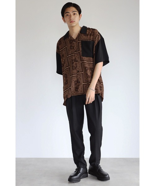 CREARE -LINO-(クレアーレリノ)の「バンダナ柄 オーバーサイズ オープンカラーシャツ<ユニセックス>(シャツ/ブラウス・メンズ・ブラック/ブラウン・M/L)」の21枚目の写真