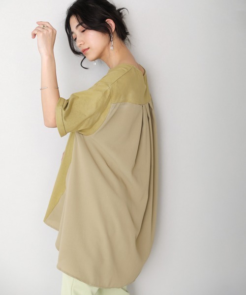 Bou Jeloud（ブージュルード）の「ＡラインバックタックＴＯＰＳ（Tシャツ/カットソー・レディース・ブラック/オフホワイト/オリーブ/モカ・FREE）」の4枚目の写真