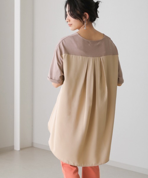 Bou Jeloud（ブージュルード）の「ＡラインバックタックＴＯＰＳ（Tシャツ/カットソー・レディース・ブラック/オフホワイト/オリーブ/モカ・FREE）」の3枚目の写真