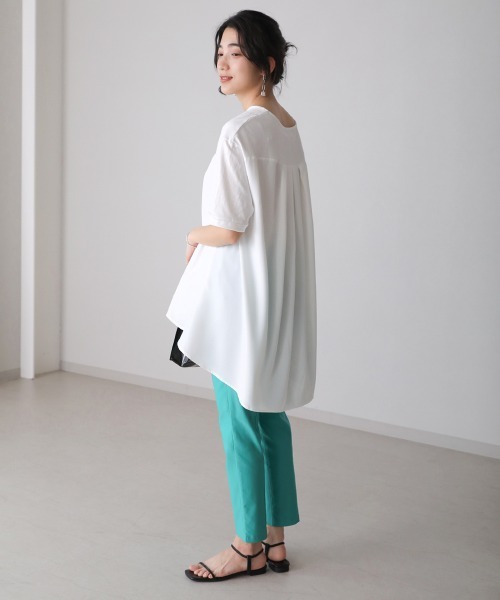 Bou Jeloud（ブージュルード）の「ＡラインバックタックＴＯＰＳ（Tシャツ/カットソー・レディース・ブラック/オフホワイト/オリーブ/モカ・FREE）」の22枚目の写真