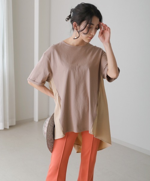 Bou Jeloud（ブージュルード）の「ＡラインバックタックＴＯＰＳ（Tシャツ/カットソー・レディース・ブラック/オフホワイト/オリーブ/モカ・FREE）」の10枚目の写真